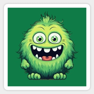 Smiling Cute Green Monster Cartoon Magnet